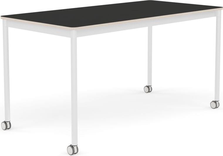 Stół na kółkach Base 70 x 140 cm czarny nanolaminat nogi białe