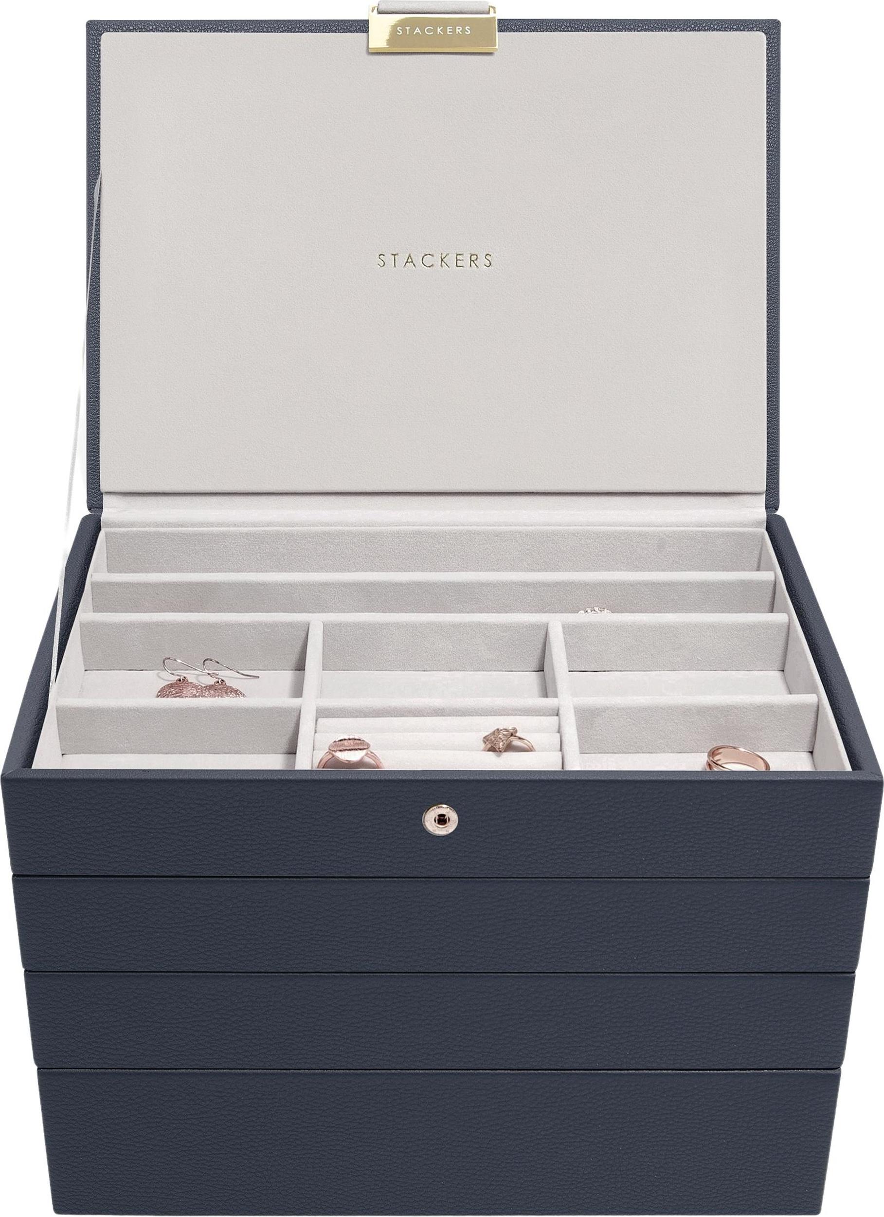 Szkatułka na biżuterię Stackers Pebble poczwórna classic granatowa