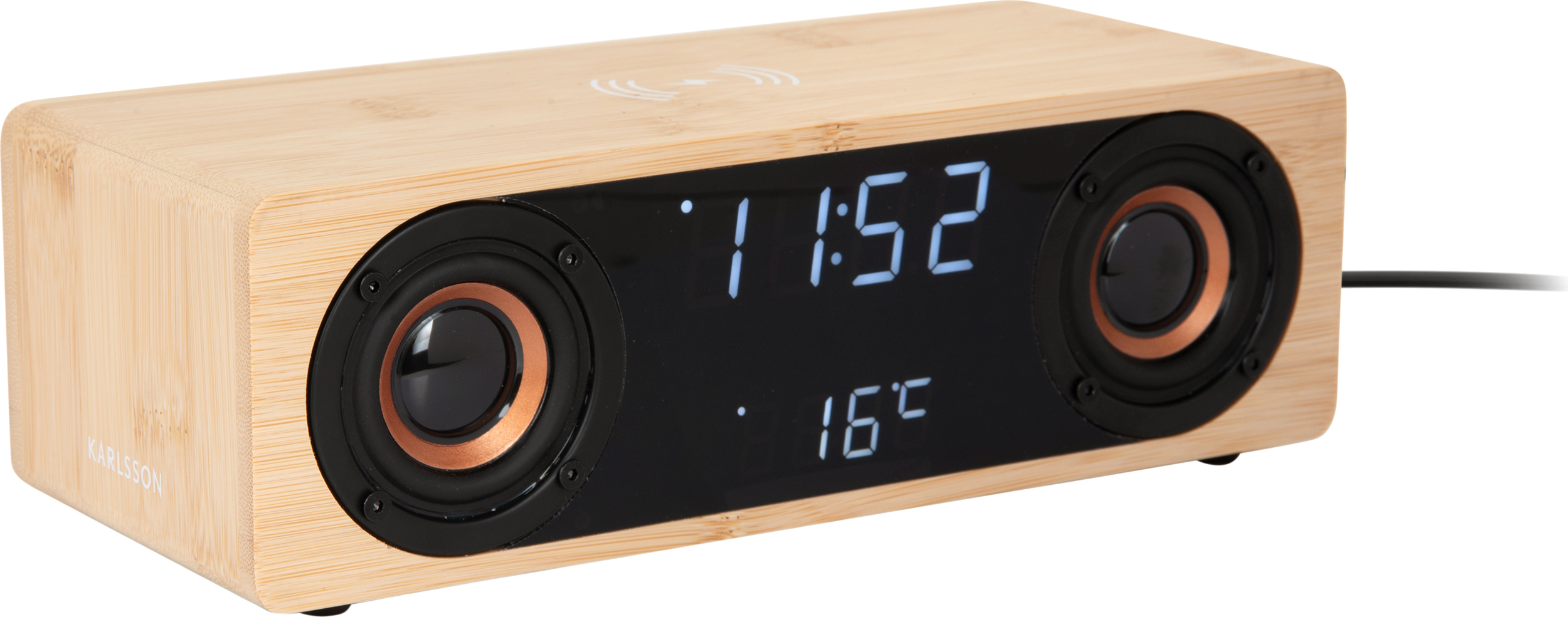 Budzik z ładowarką bezprzewodową i głośnikiem Bluetooth Classic BT speaker Radio jasny