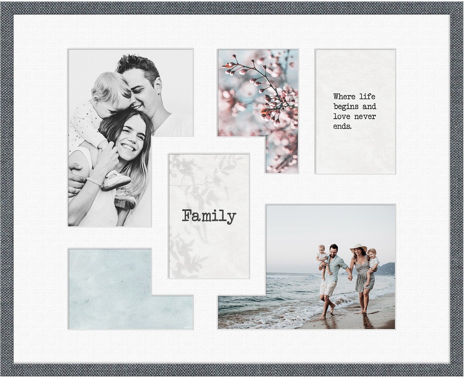 Ramka na 6 zdjęć Kyoto 40 x 50 cm szara z białym passepartout