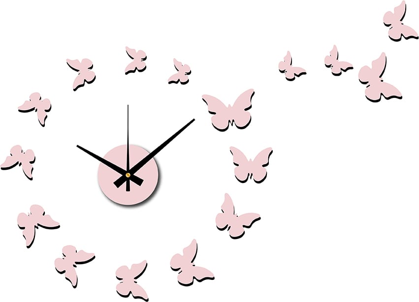 Zegar ścienny Butterfly 35 cm jasnoróżowy
