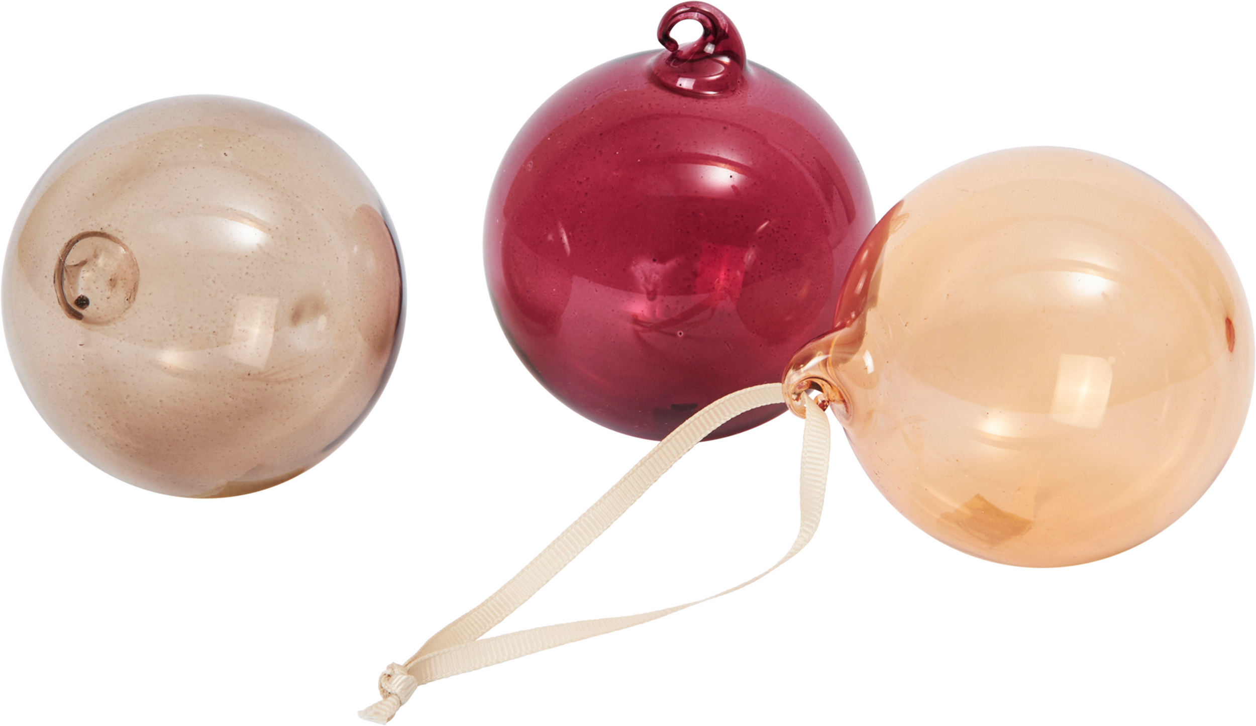 Bombki Ferm Living M półprzezroczyste złota, żółta i czerwona 3 szt.