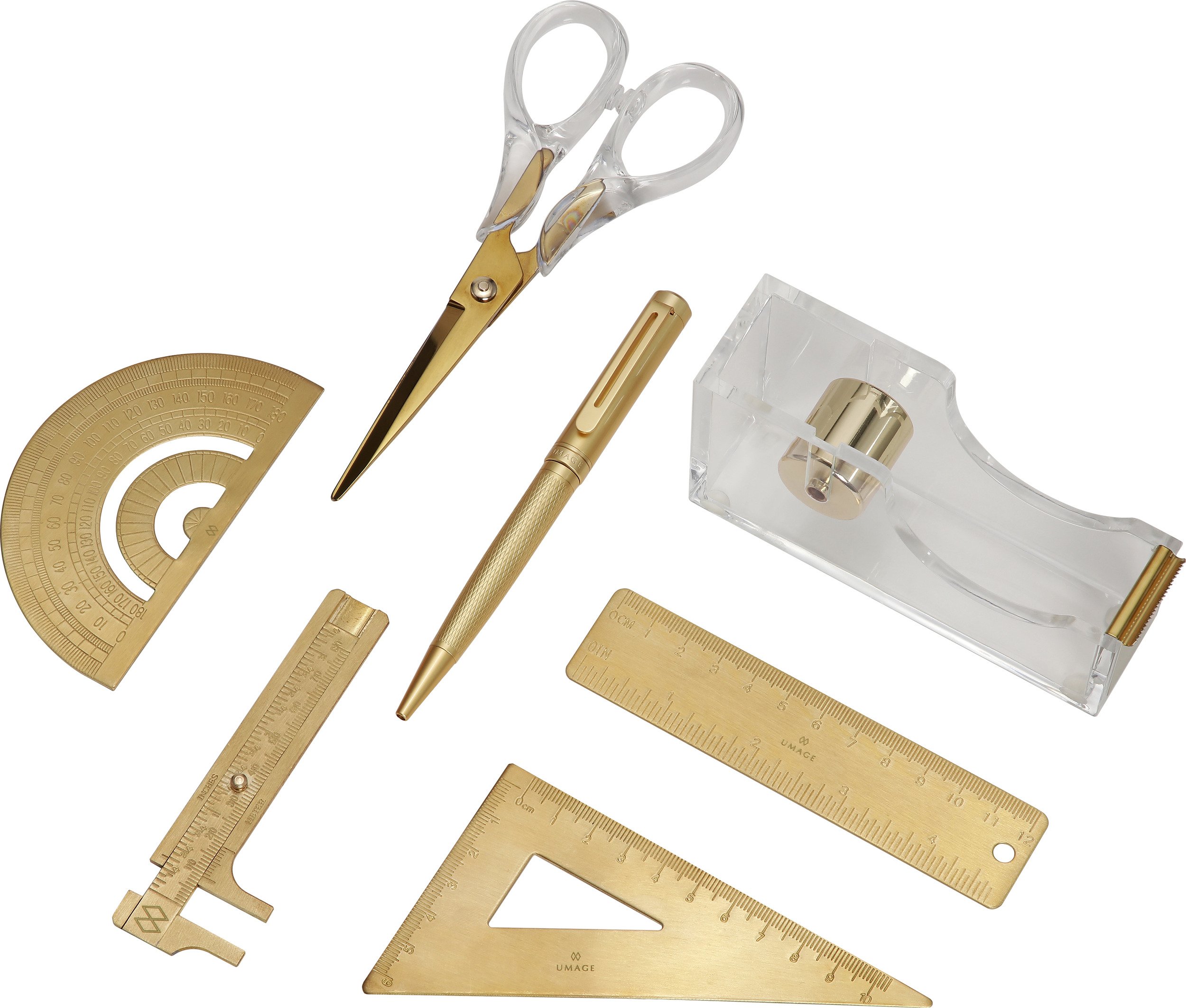 Akcesoria biurowe Stationery mosiądz 7 el.