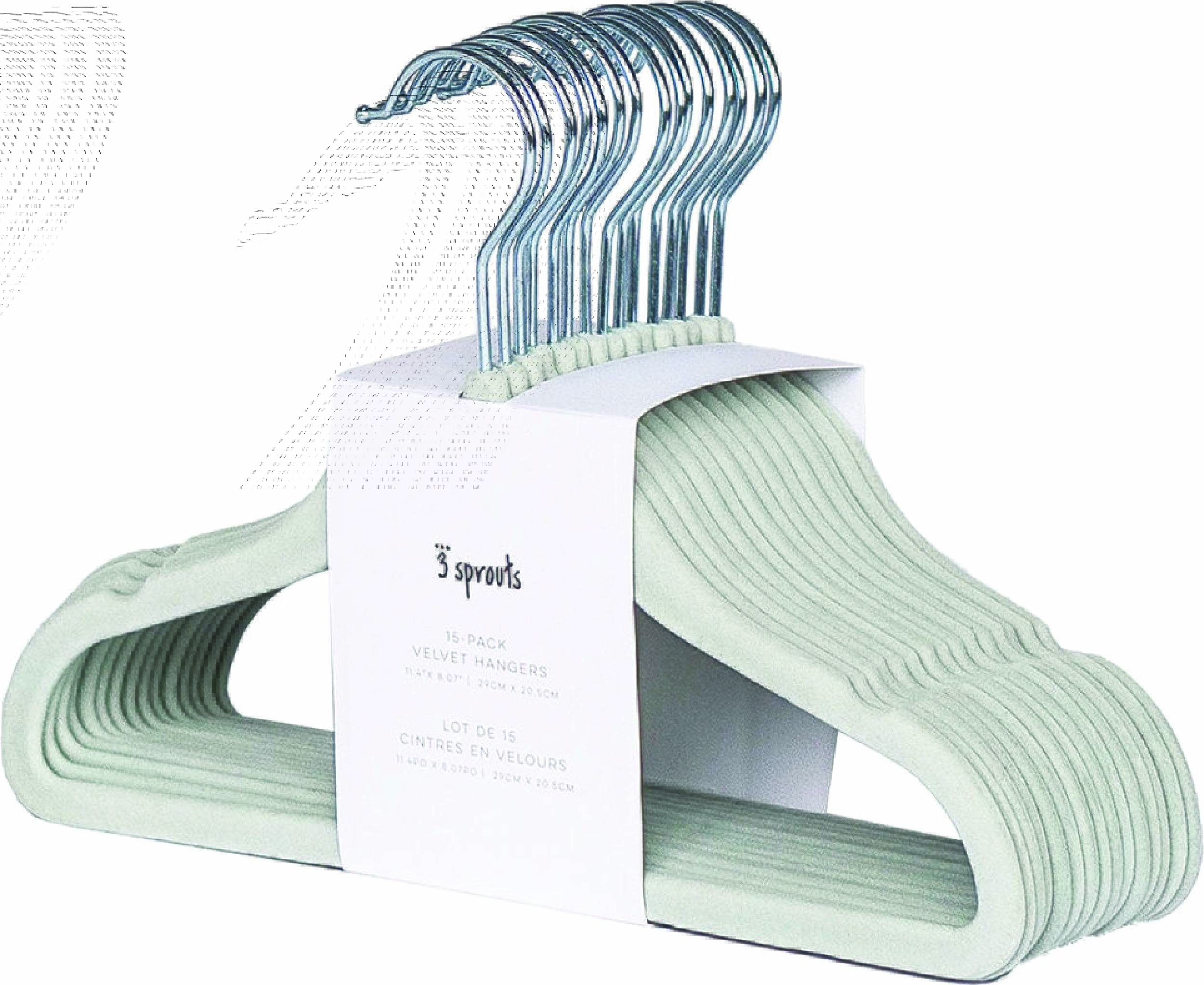 Wieszaki na ubrania dziecięce 3 Sprouts jasnozielone welurowe 15 szt.