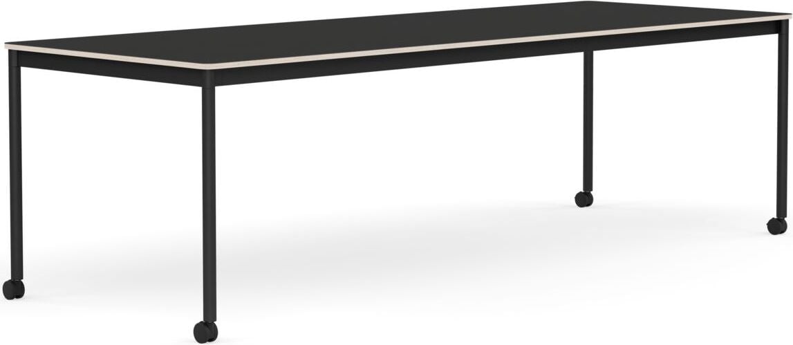Stół na kółkach Base 90 x 250 cm czarny nanolaminat nogi czarne
