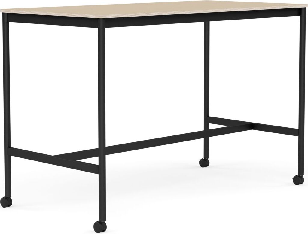 Stół na kółkach Base 80 x 160 x 105 cm okleina dąb lakierowany nogi czarne