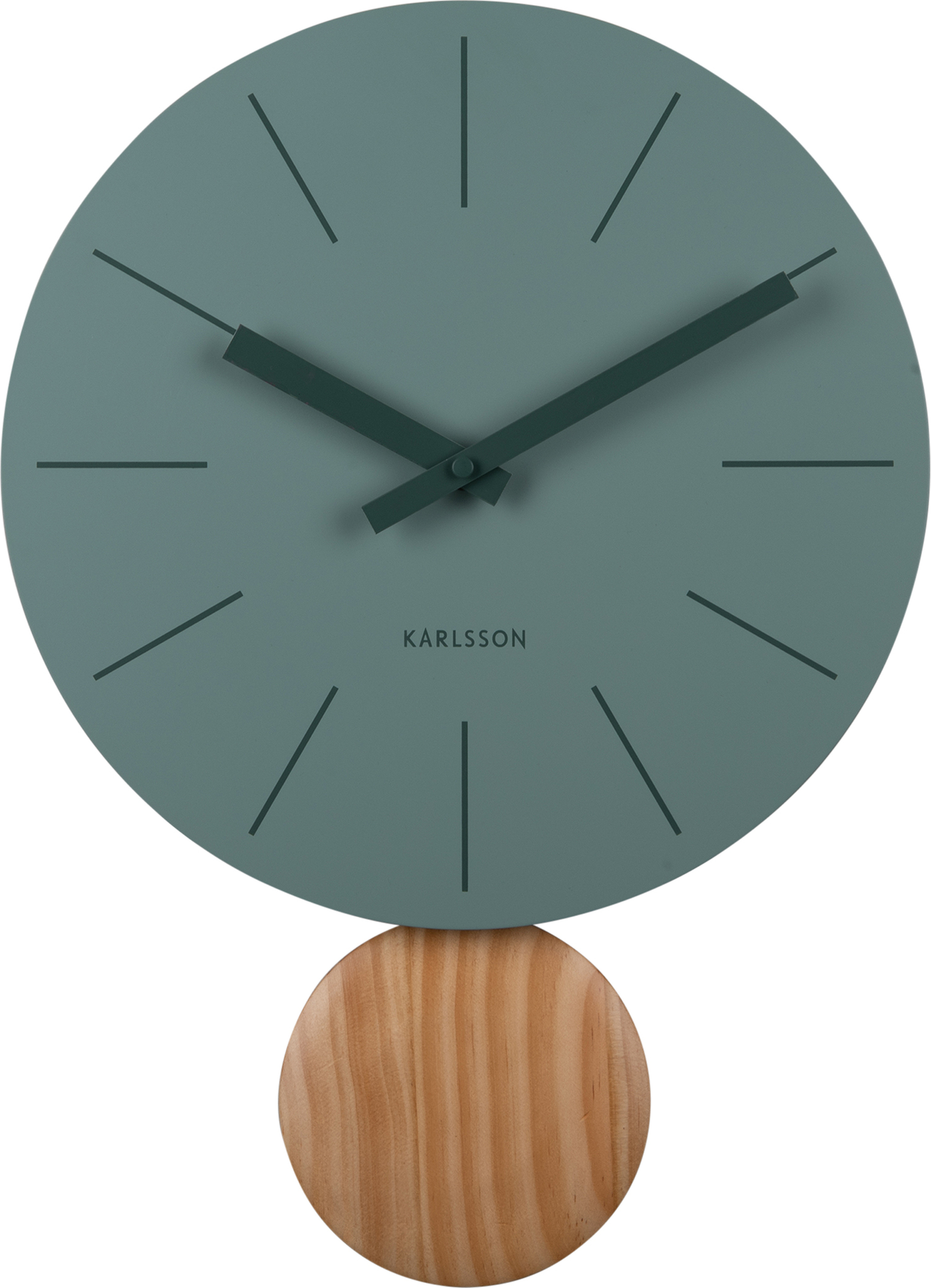 Zegar ścienny z wahadłem Arlo zieleń jadeitowa