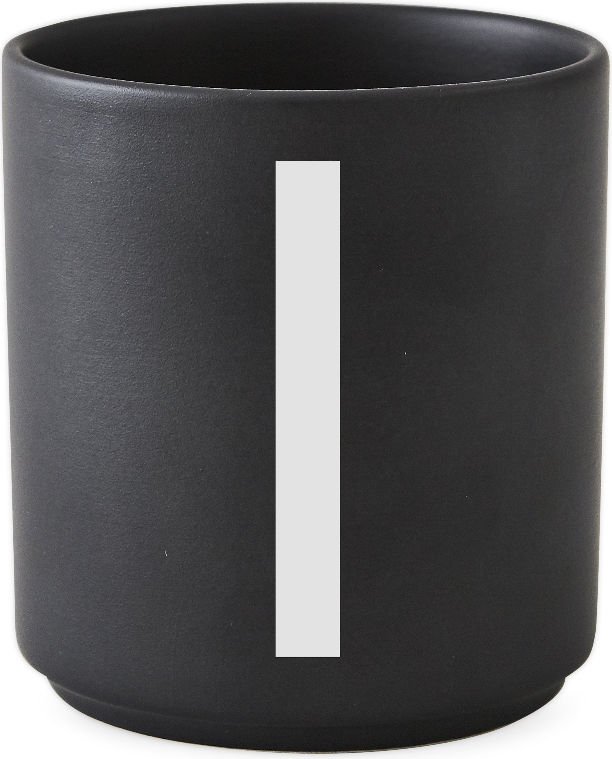 Kubek porcelanowy AJ czarny litera I