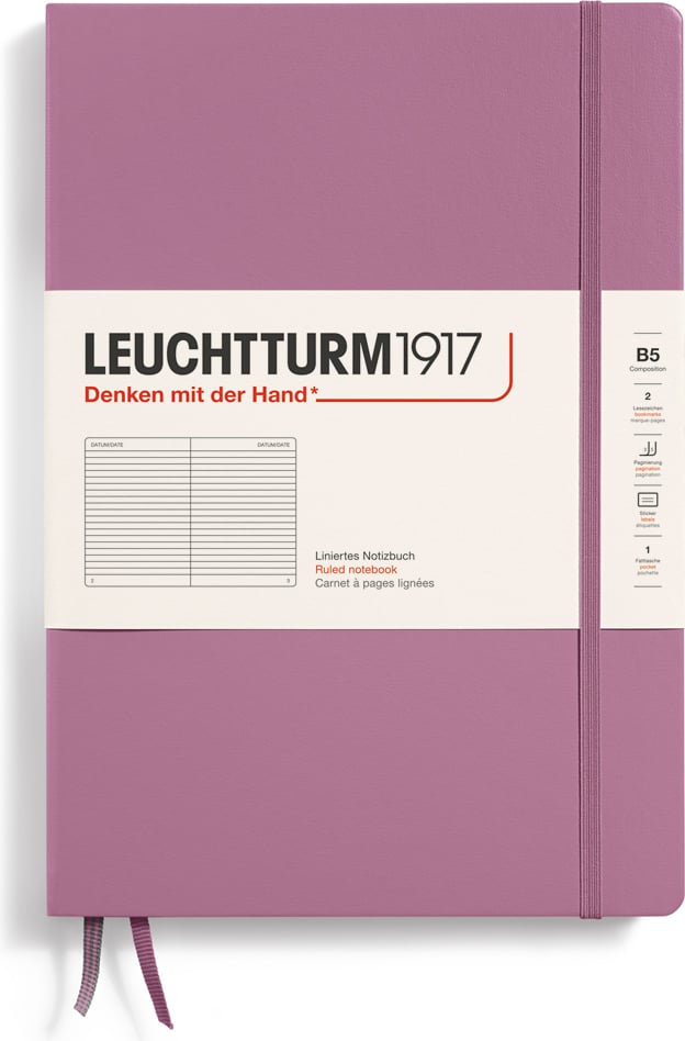 Notes w linię w twardej oprawie Leuchtturm 1917 B5 219 stron brudny róż 80 g/m²