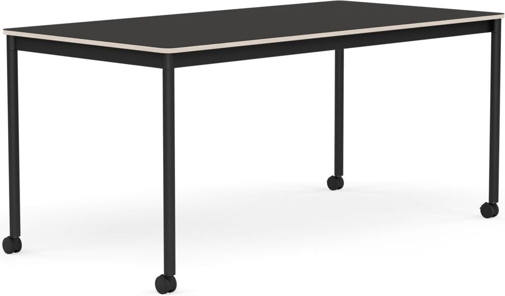 Stół na kółkach Base 80 x 160 cm czarny linoleum nogi czarne