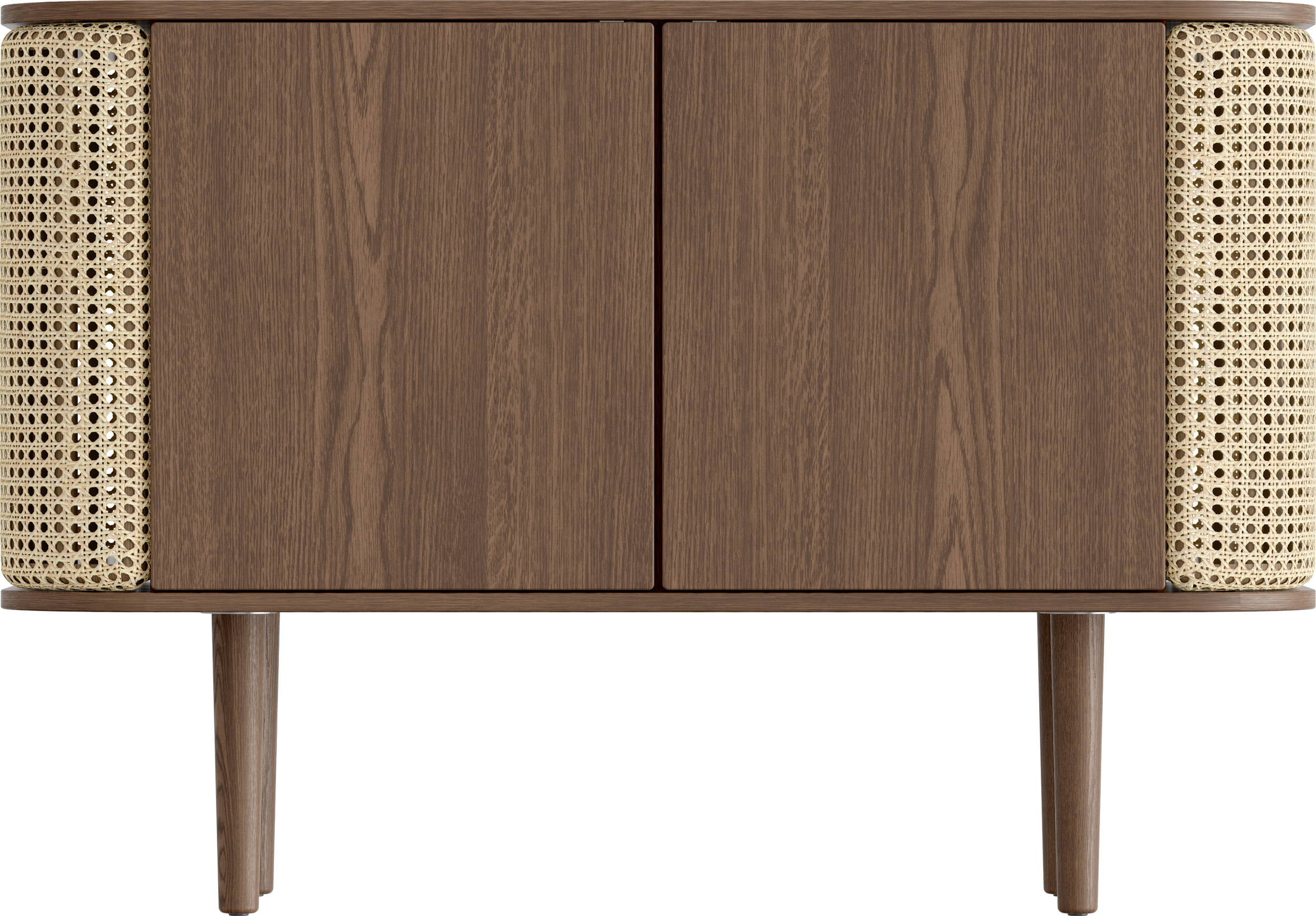 Komoda dwudrzwiowa Treasures ciemny dąb i plecionka wiedeńska