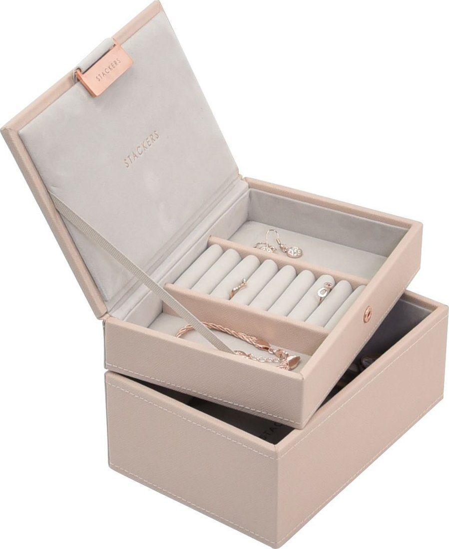 Szkatułka na biżuterię Stackers podwójna mini jasnoróżowa