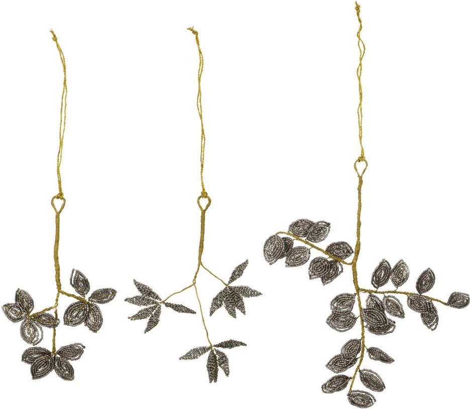 Dekoracje świąteczne Pearl szaro-złote 3 szt.