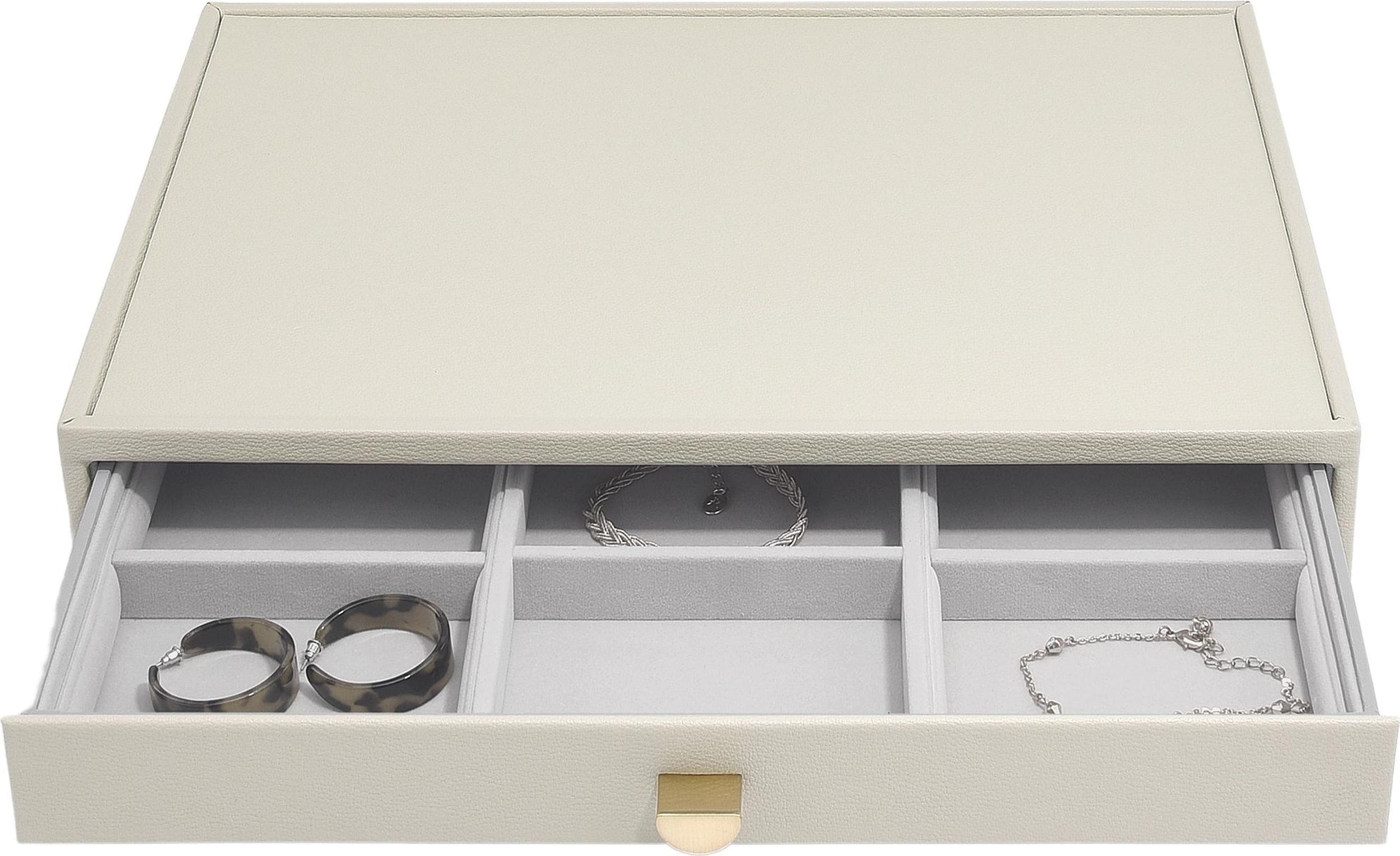 Szkatułka na biżuterię Stackers 9 komorowa supersize jasnobeżowa z szufladą