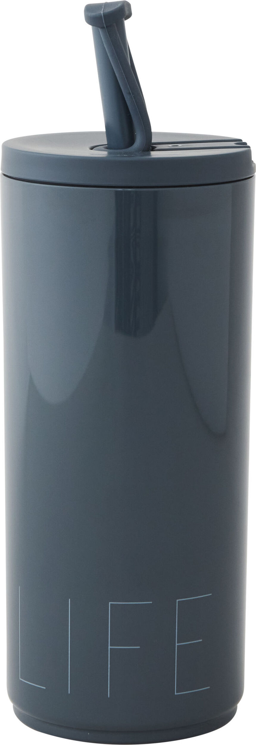 Kubek podróżny Design Letters Life 500 ml niebieski ze słomką