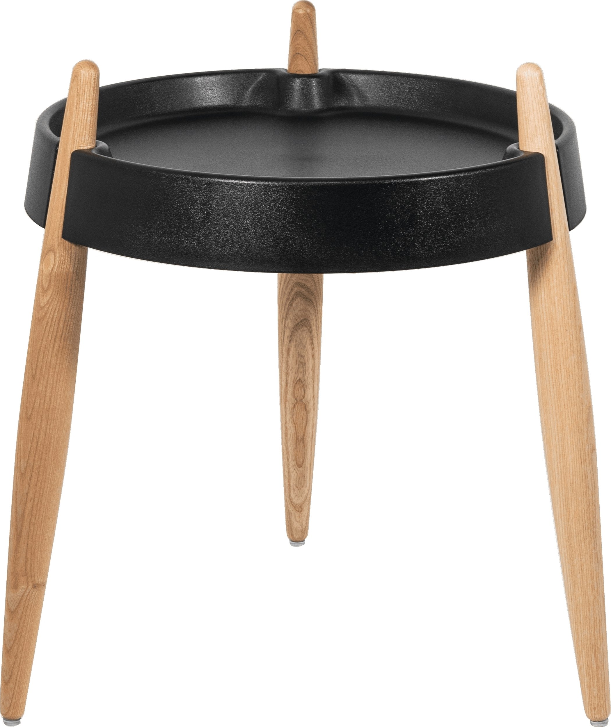 Stolik boczny Liolà 47 cm czarny na jasnych jesionowych nogach