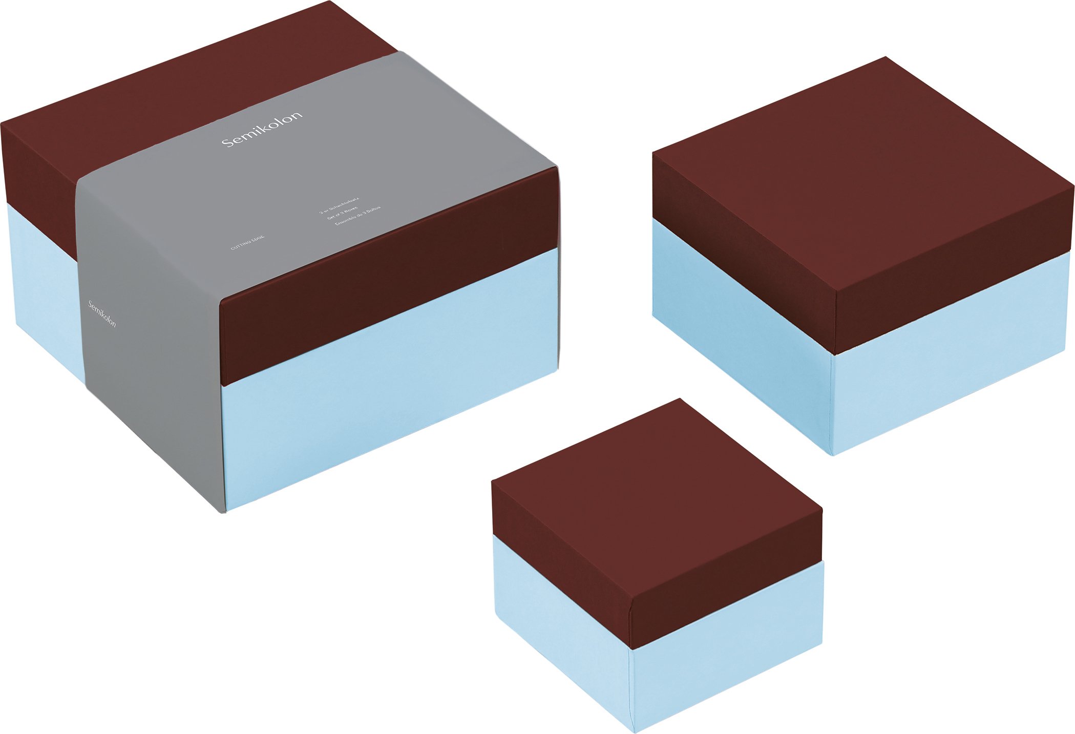 Pudełka prezentowe Cutting Edge brązowo-błękitne 3 szt.