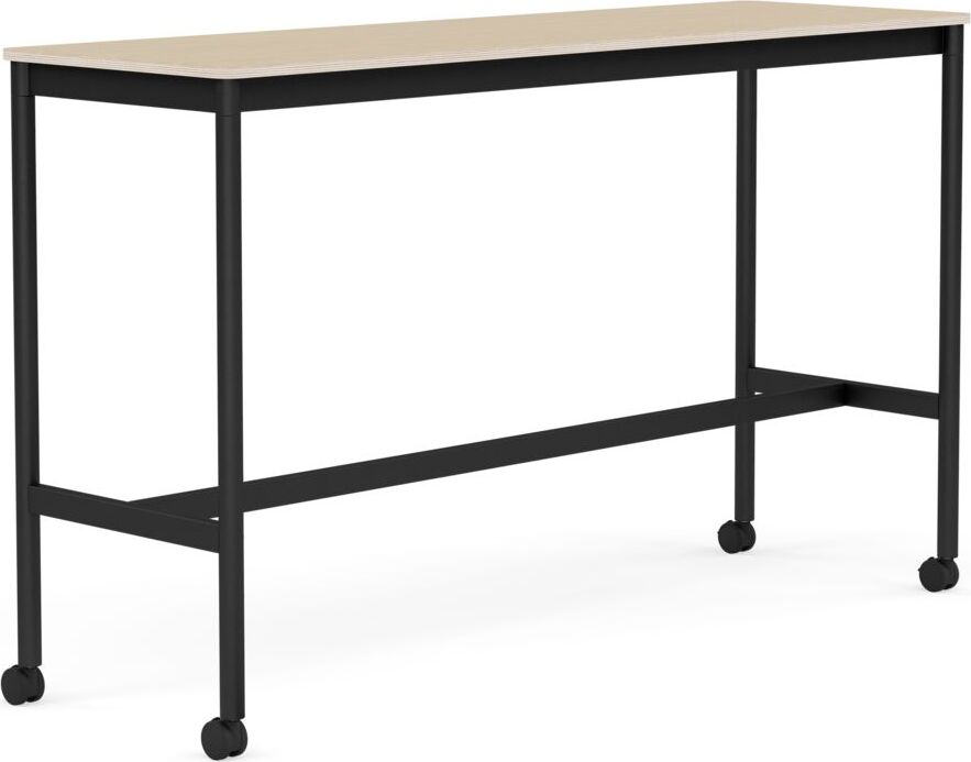 Stół na kółkach Base 50 x 160 x 95 cm okleina dąb lakierowany nogi czarne