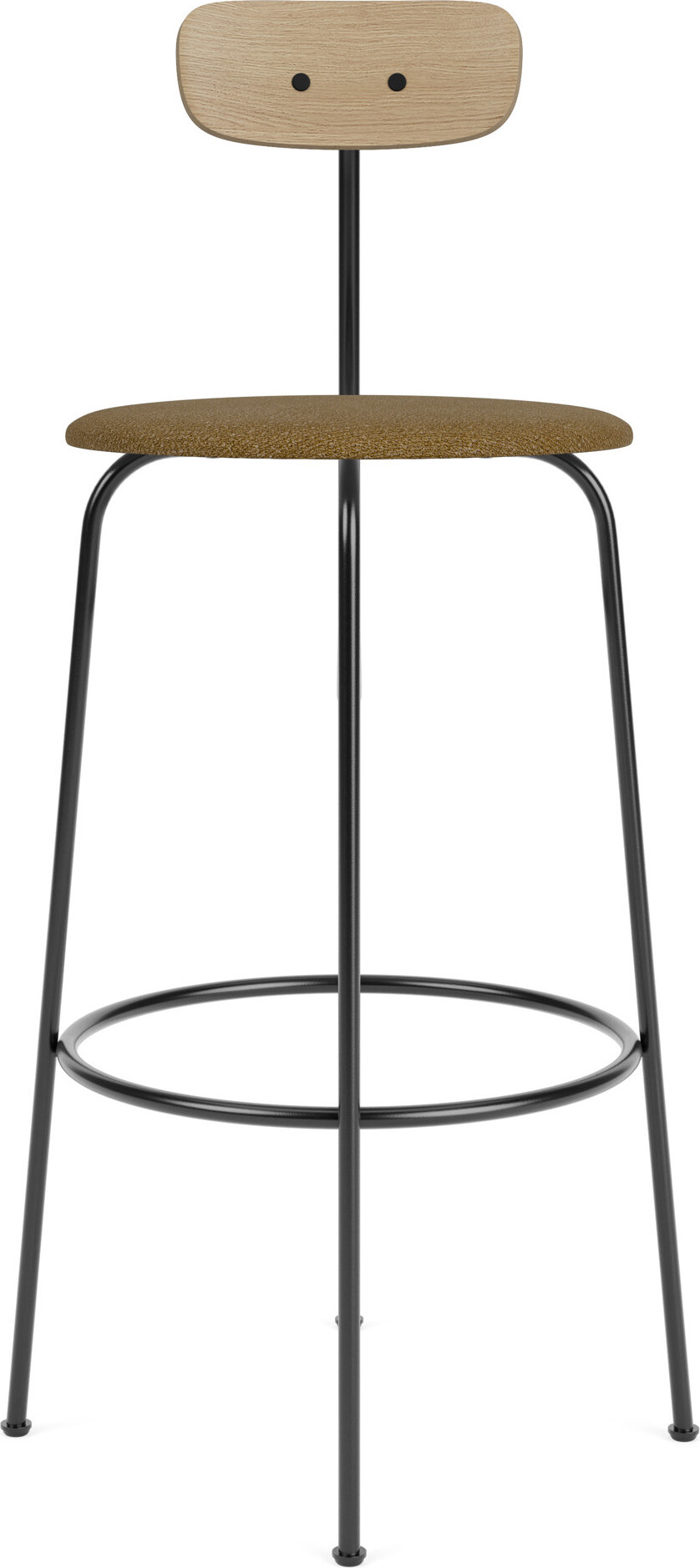 Krzesło barowe Afteroom Bouclé 101 cm brązowe oparcie jasny dąb z tapicerowanym siedziskiem