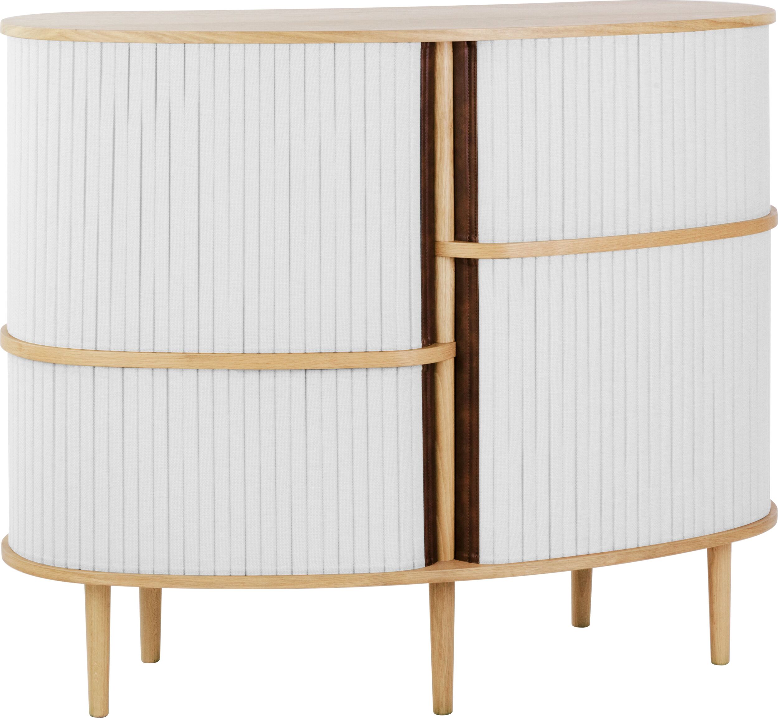 Szafka Audacious wysoka jasnoszara na dębowych nogach