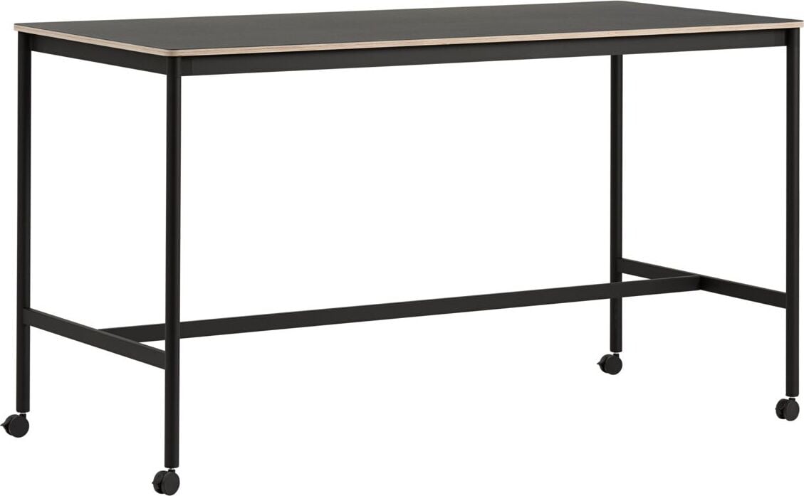 Stół na kółkach Base 85 x 190 x 105 cm czarny linoleum nogi czarne