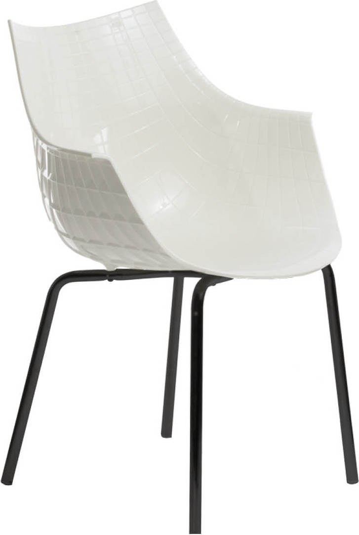 Krzesło Meridiana białe na czarnych stalowych nogach