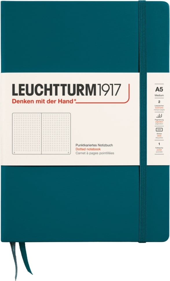 Notes w kropki w twardej oprawie Leuchtturm 1917 A5 251 stron morski 80 g/m²