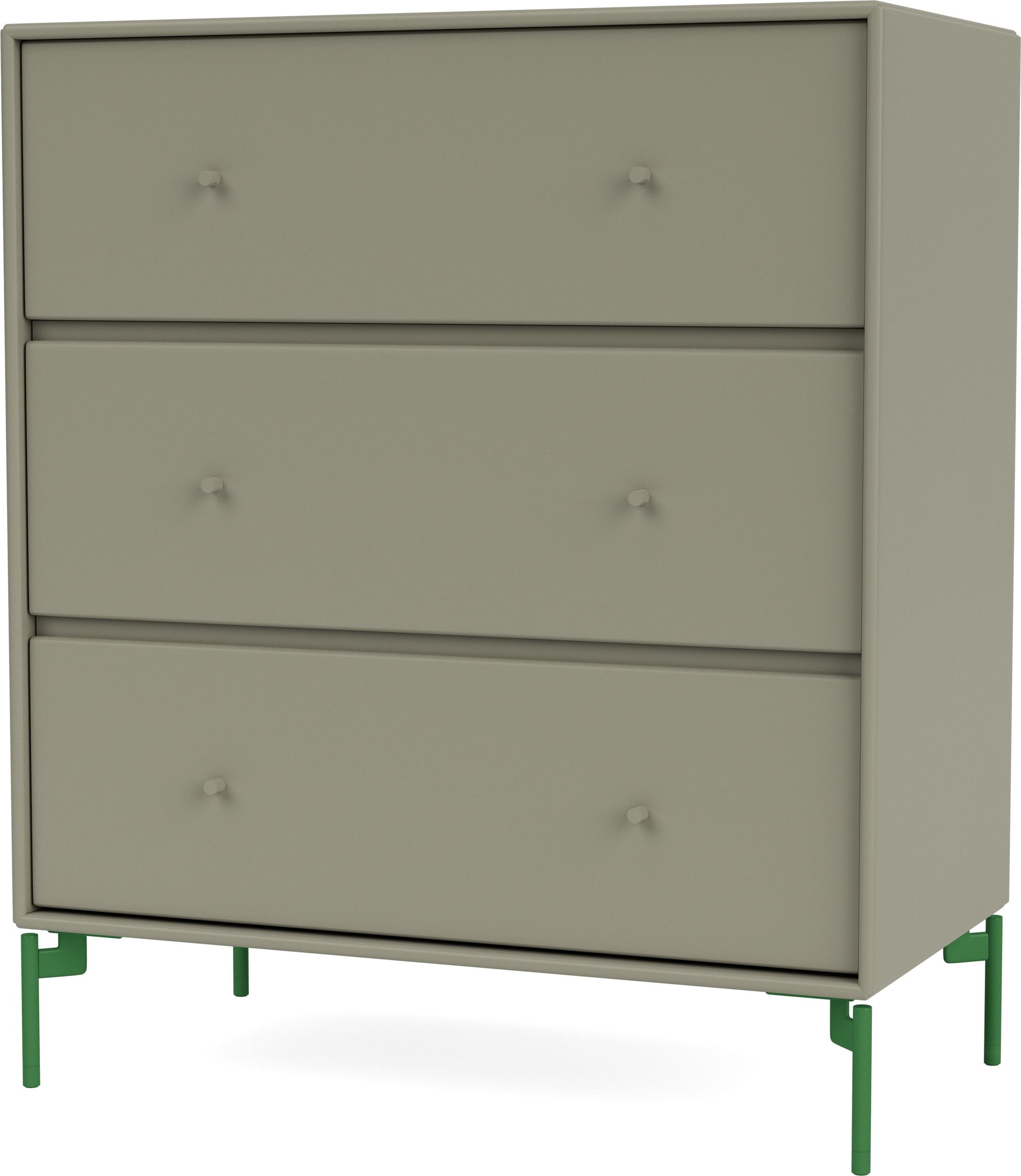 Komoda Carry brązowozielona na zielonych nogach