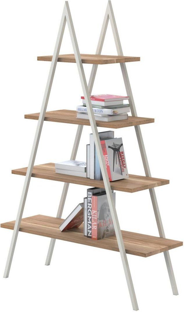 Regał bakke dębowe półki kremowa rama