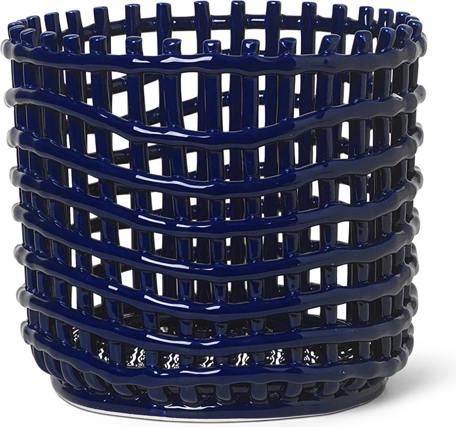 Kosz do przechowywania Ferm Living 21 cm niebieski ceramiczny
