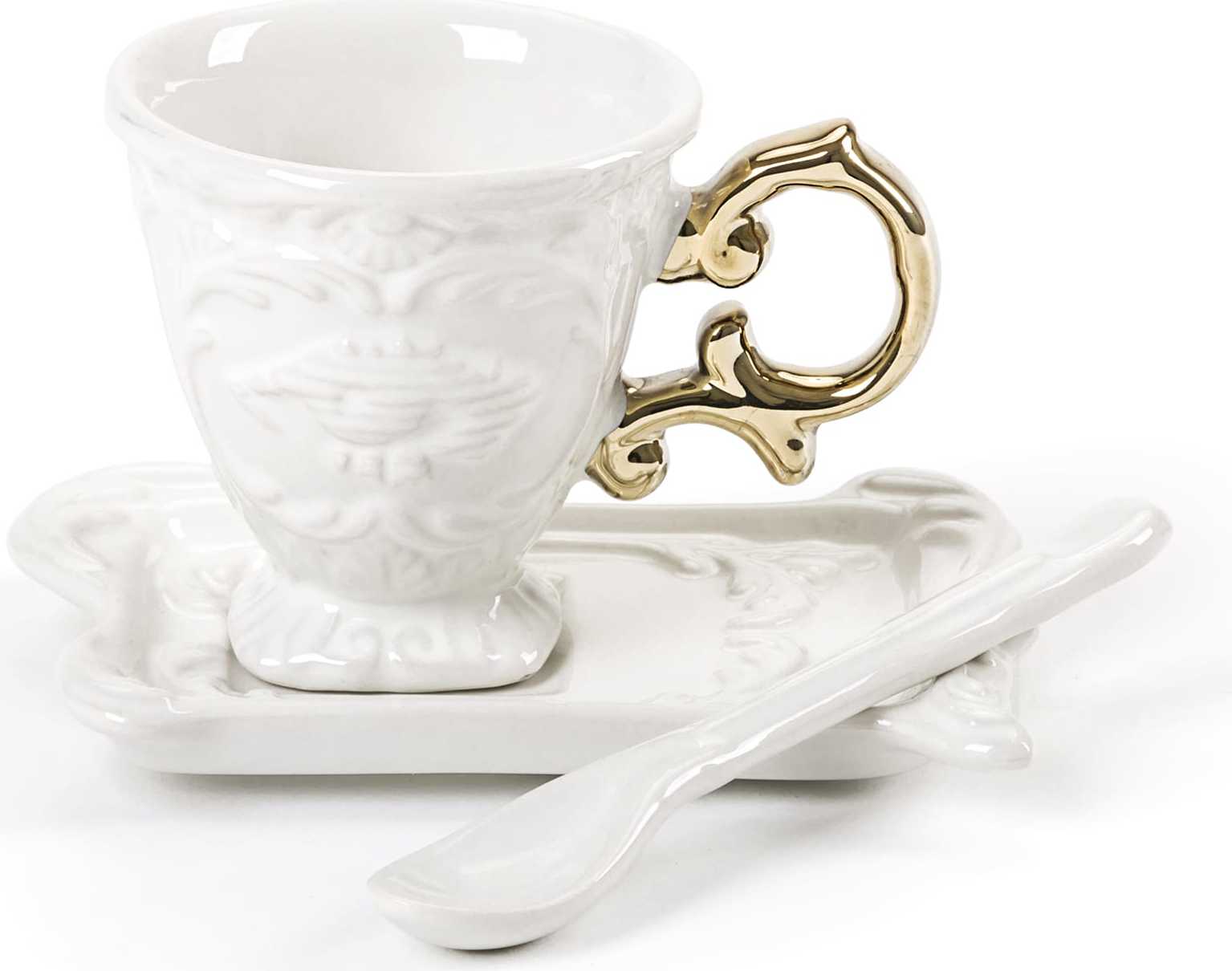 Filiżanka do kawy ze spodkiem i łyżeczką I-Wares Gold