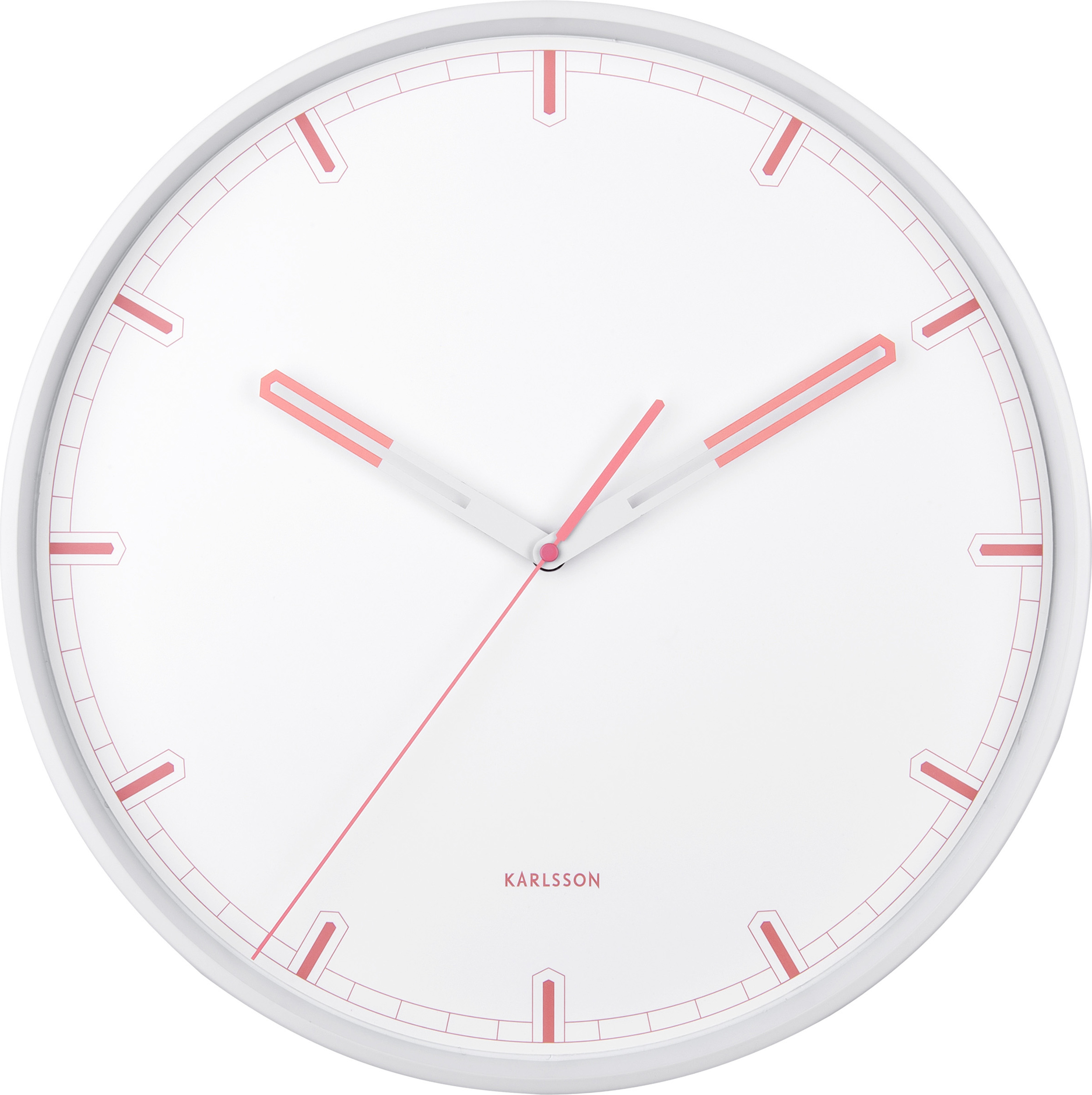 Zegar ścienny Dipped biały z koralowymi akcentami