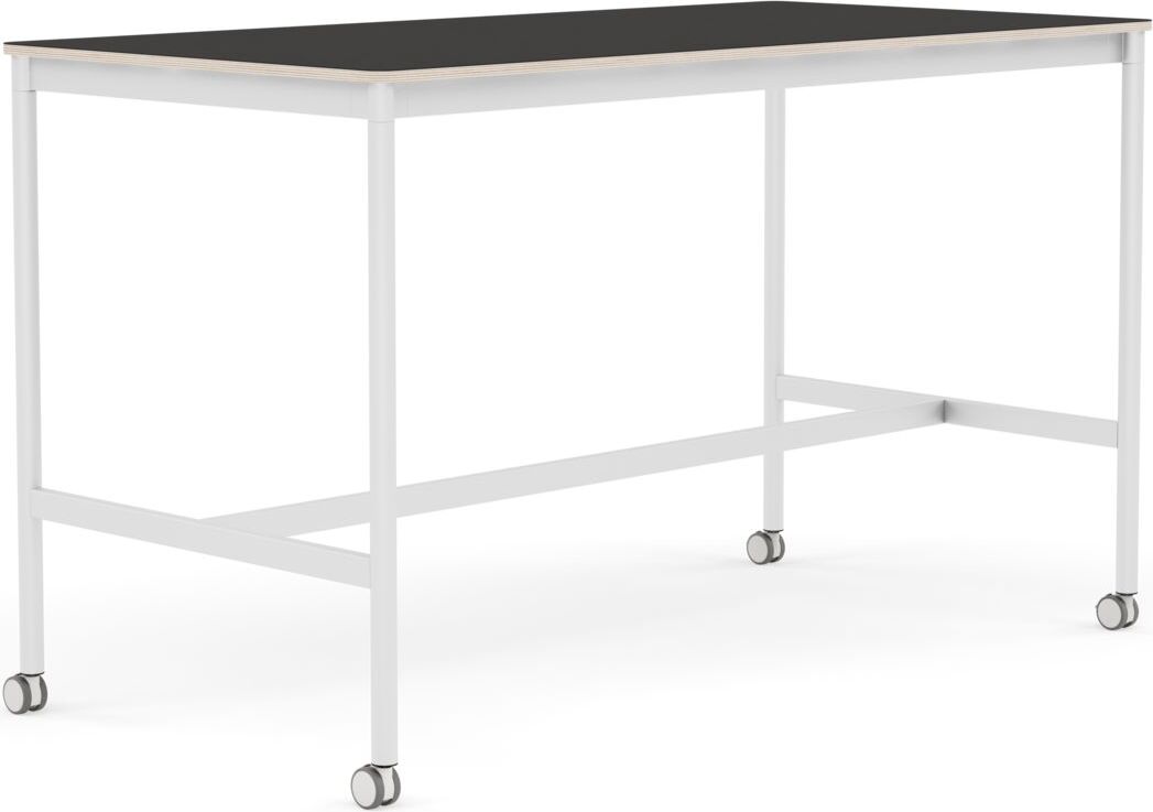 Stół na kółkach Base 80 x 160 x 95 cm czarny linoleum nogi białe