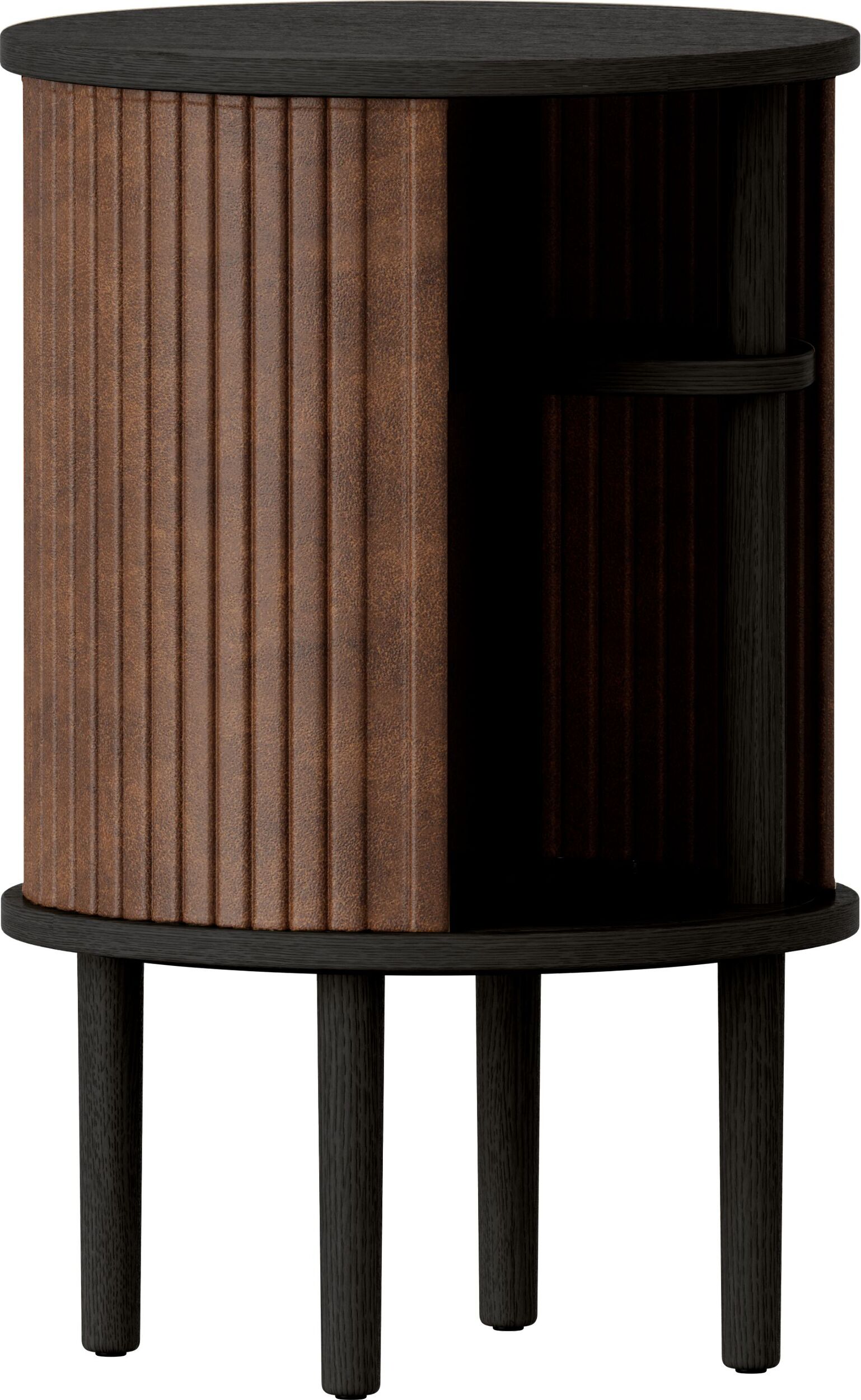 Szafka nocna Audacious orzechowa na czarnych dębowych nogach