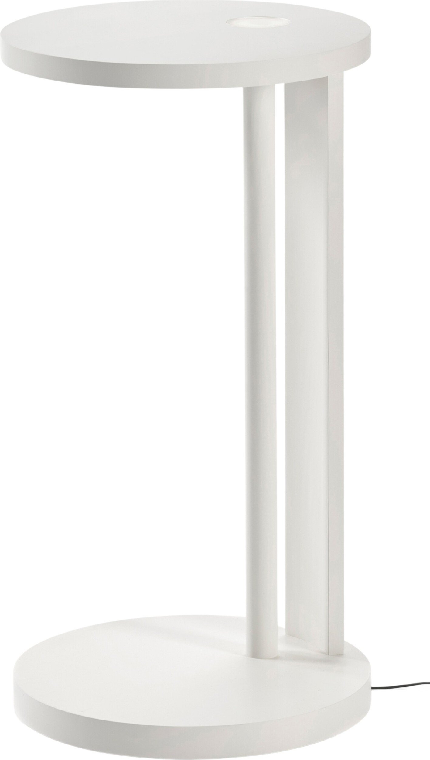 Stolik boczny z wbudowanym oświetleniem LED Aura 72 cm złamana biel drewno bukowe