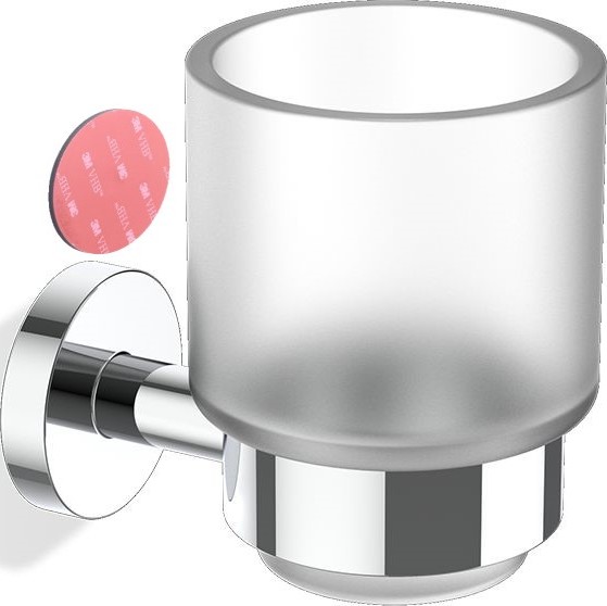 Kubek na szczoteczki do zębów Basic chrom ścienny montaż samoprzylepny