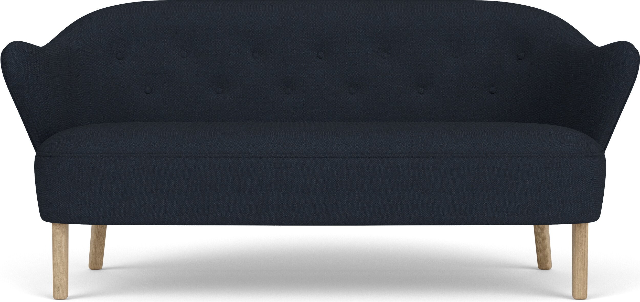 Sofa dwuosobowa Ingeborg granatowa na dębowych nogach