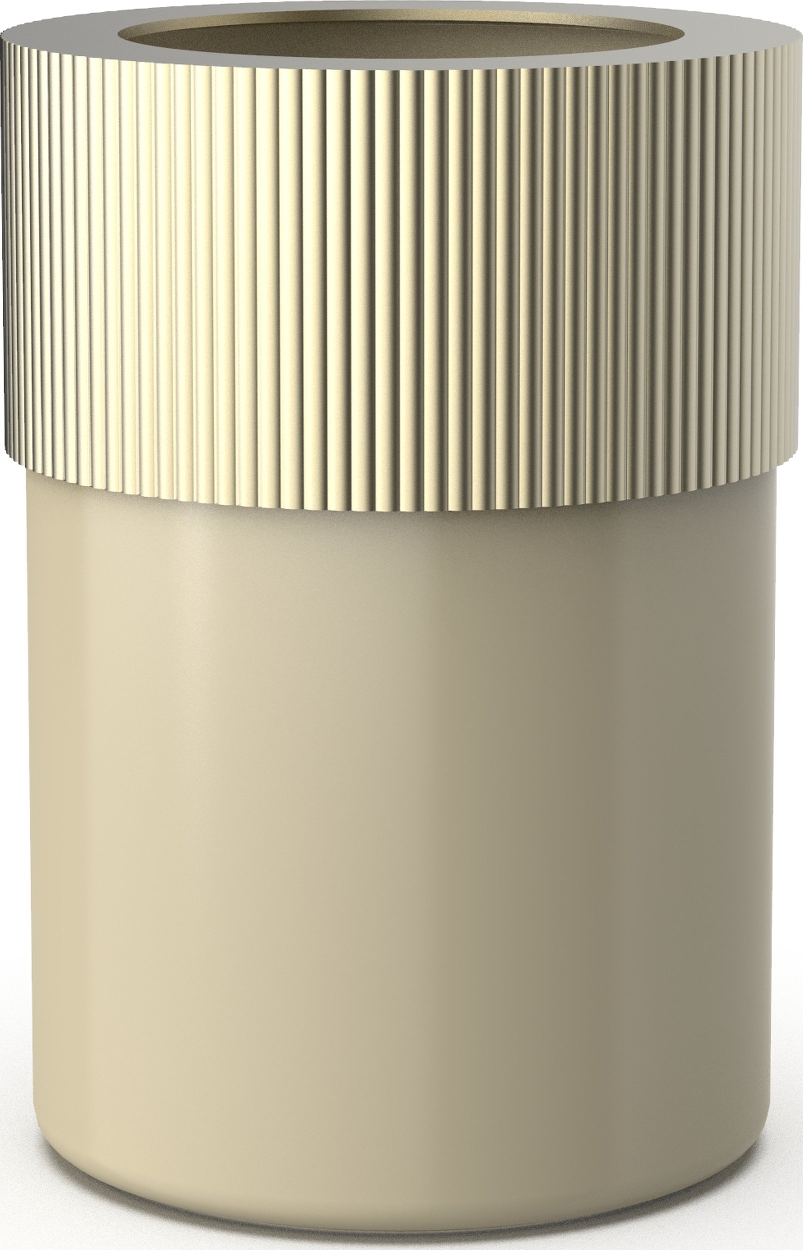 Kosz łazienkowy na śmieci Of Line piaskowy ze złotą pokrywką