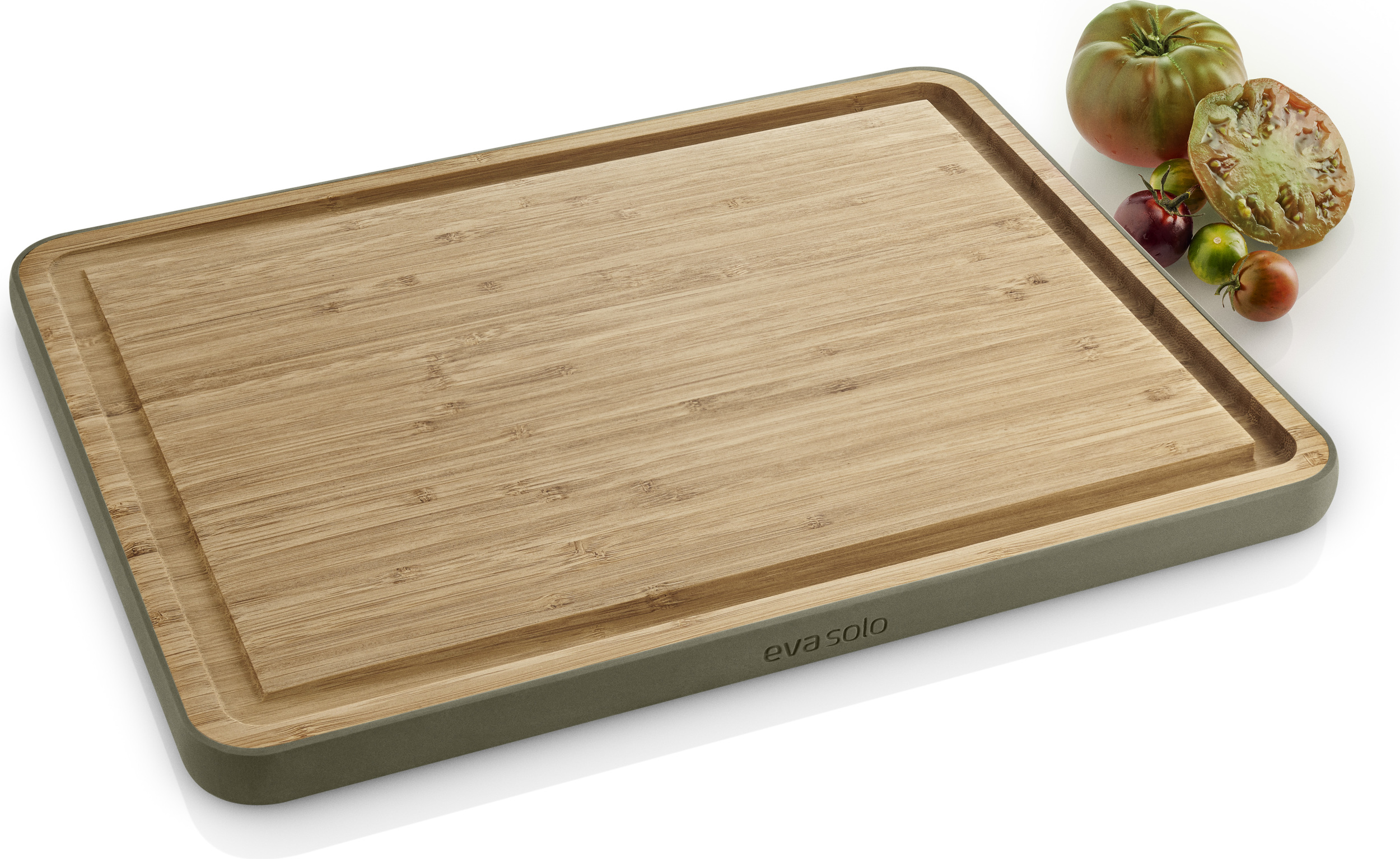 Deska do krojenia Eva Solo Juice Groove oliwkowa bambusowa antypoślizgowa