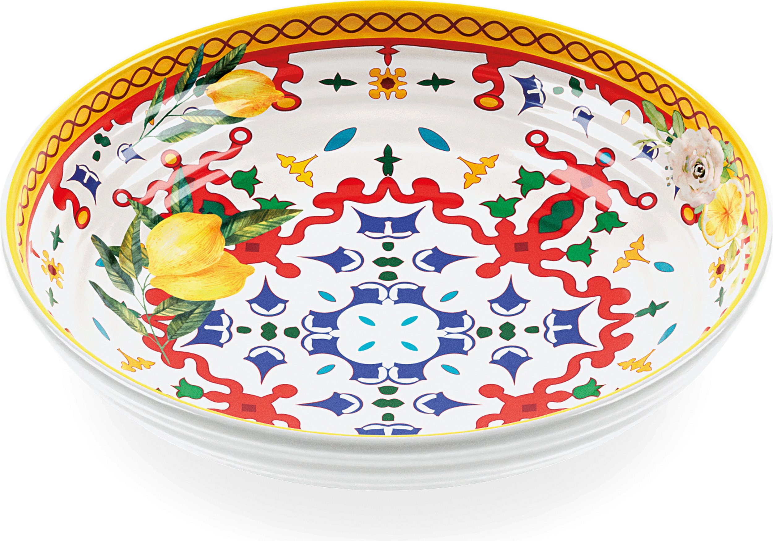 Talerz głęboki Flowers & Lemon 21,5 cm żółto-czerwony