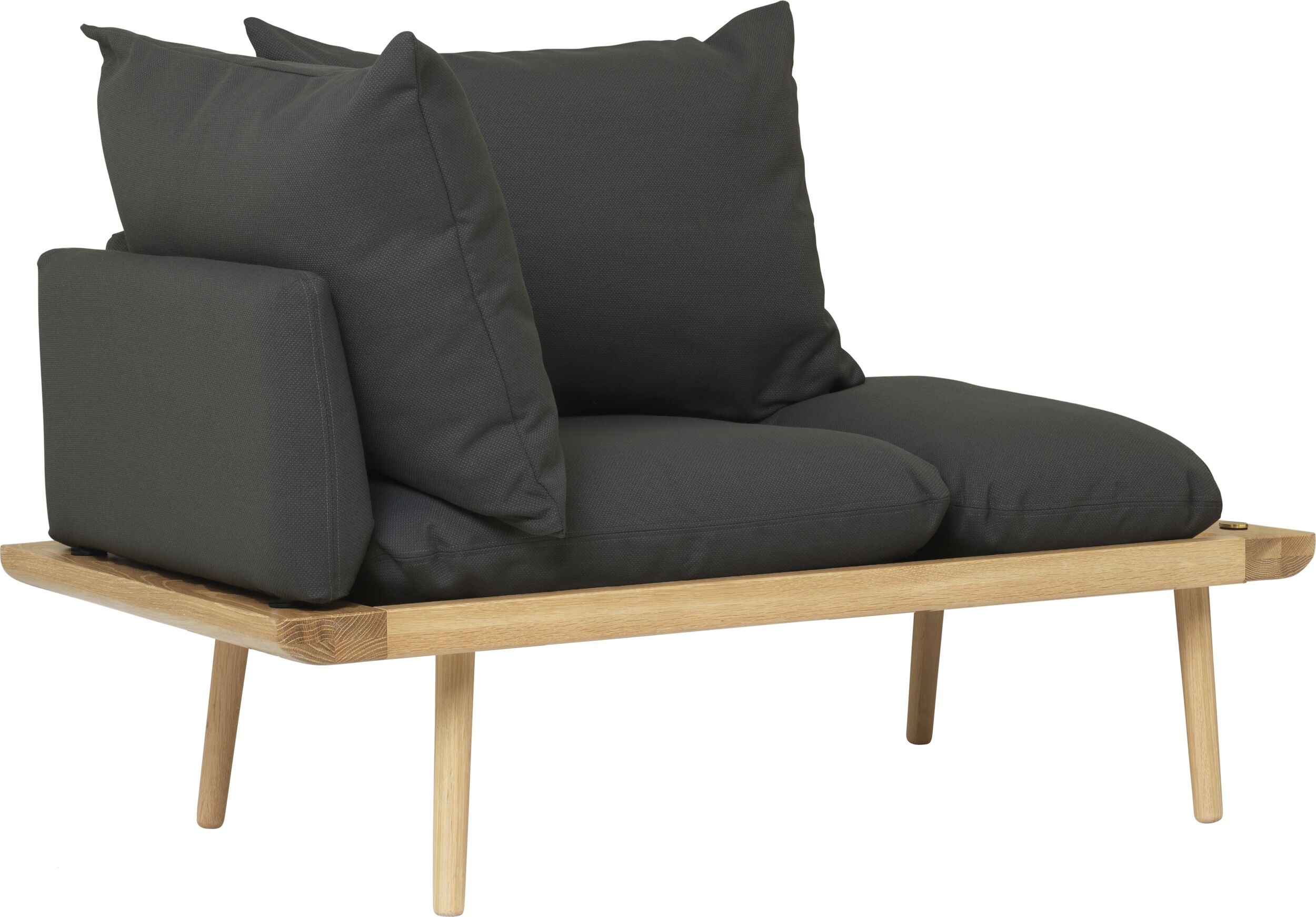 Sofa Lounge Around ciemnoszara na dębowych nogach