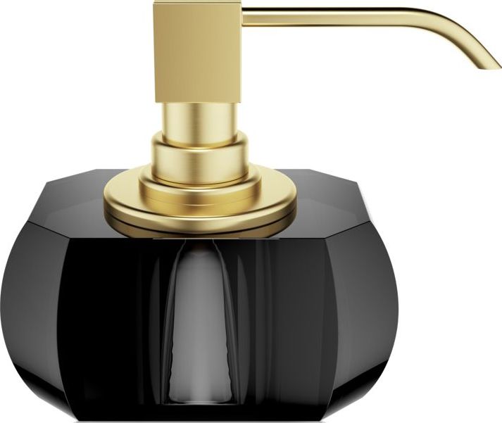 Dozownik do mydła Kristall antracytowy z pompą złoty mat