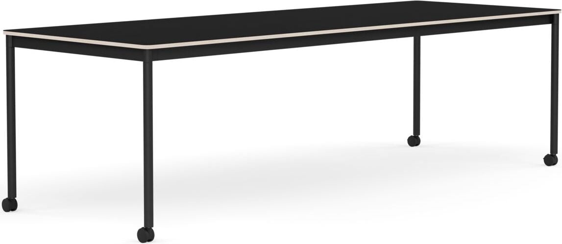Stół na kółkach Base 90 x 250 cm czarny laminowany nogi czarne