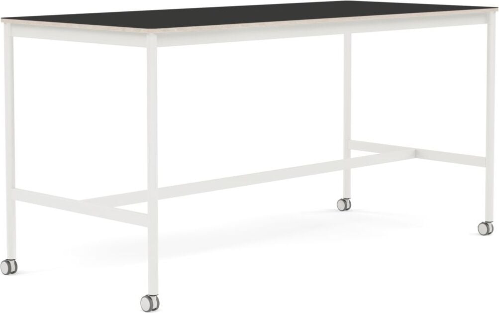 Stół na kółkach Base 85 x 190 x 95 cm czarny nanolaminat nogi białe