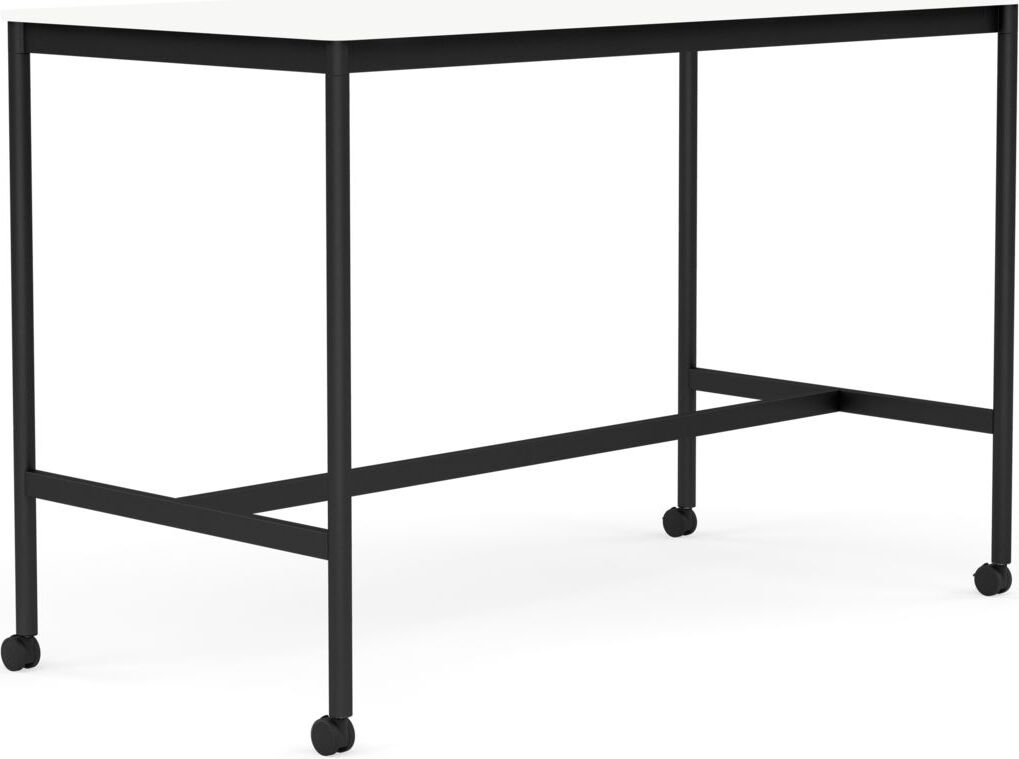 Stół na kółkach Base 80 x 160 x 105 cm biały laminowany ABS nogi czarne