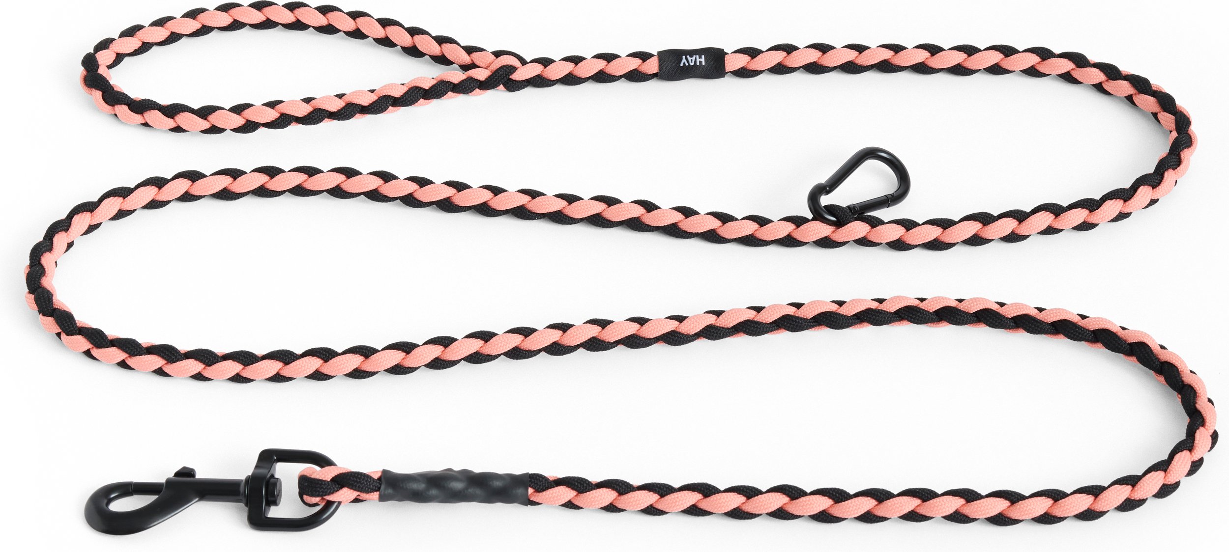 Smycz dla psa Hay Braided różowo-czarna z karabińczykiem