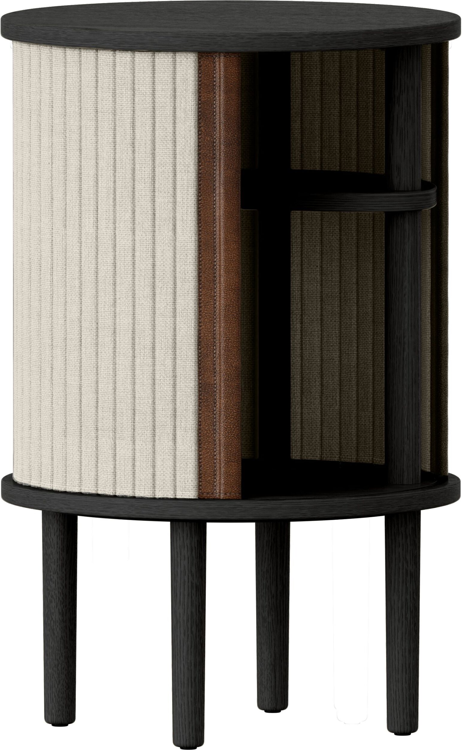 Szafka nocna Audacious jasnopiaskowa na czarnych dębowych nogach