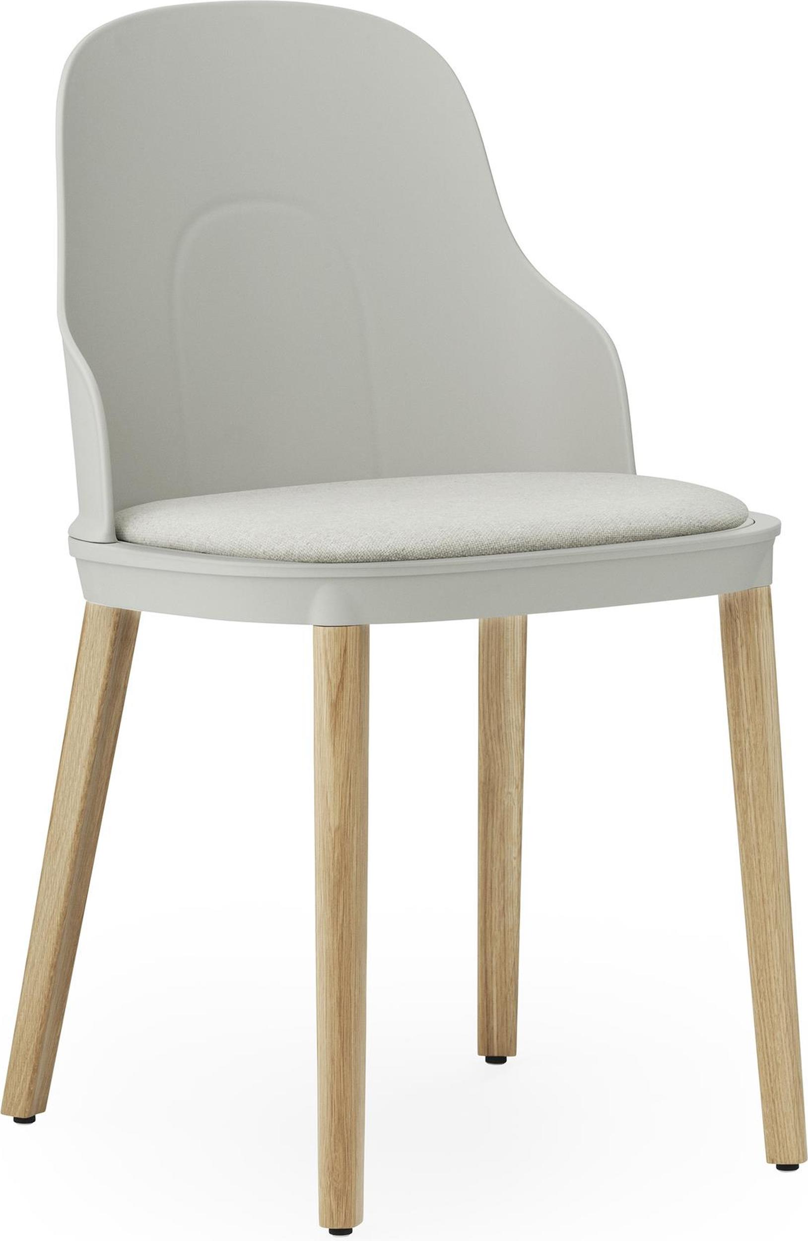 Krzesło Allez PP Main Line Flax jasnoszare z tapicerowanym siedziskiem na dębowych nogach