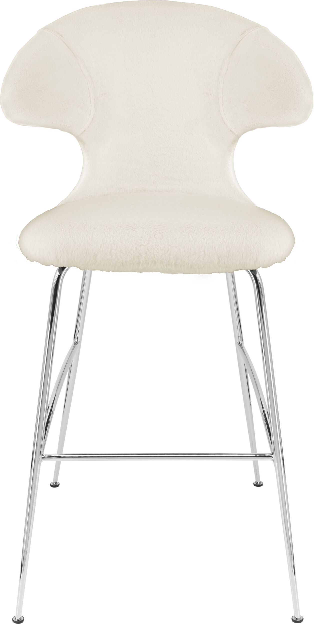 Krzesło barowe Time Flies Teddy białe na chromowanych nogach