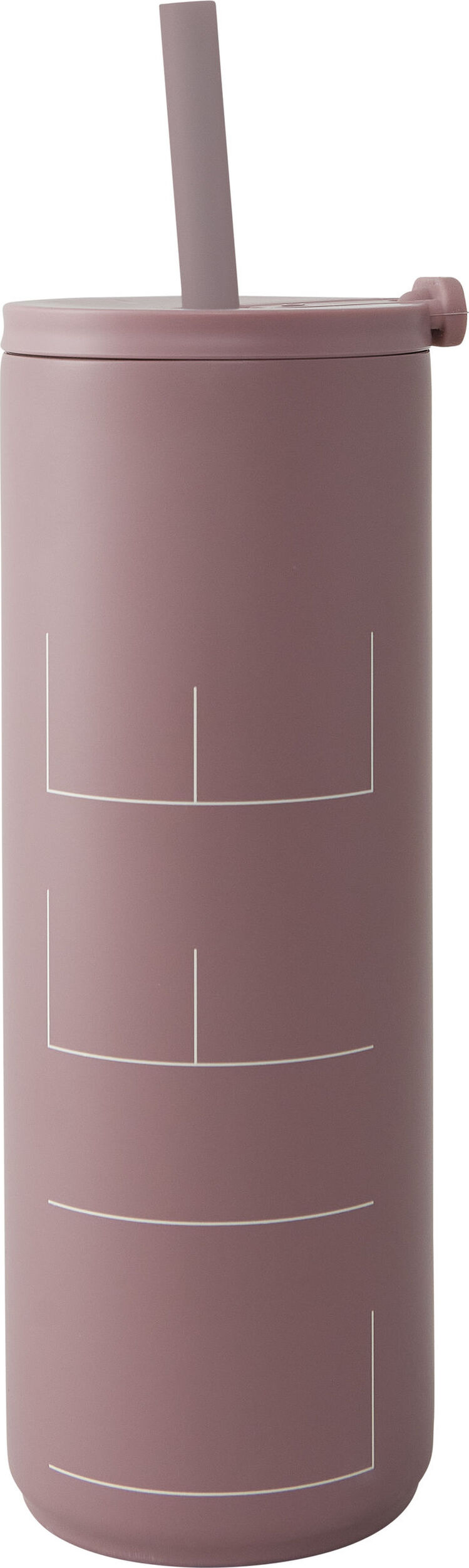 Kubek termiczny Design Letters Life 500 ml brudny róż ze słomką